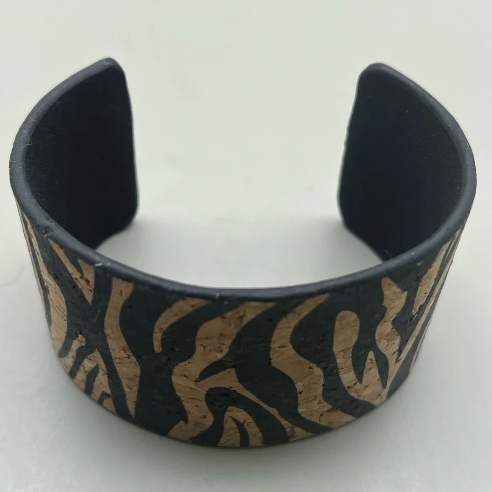Zebra Print Cuff Cork Bracelet